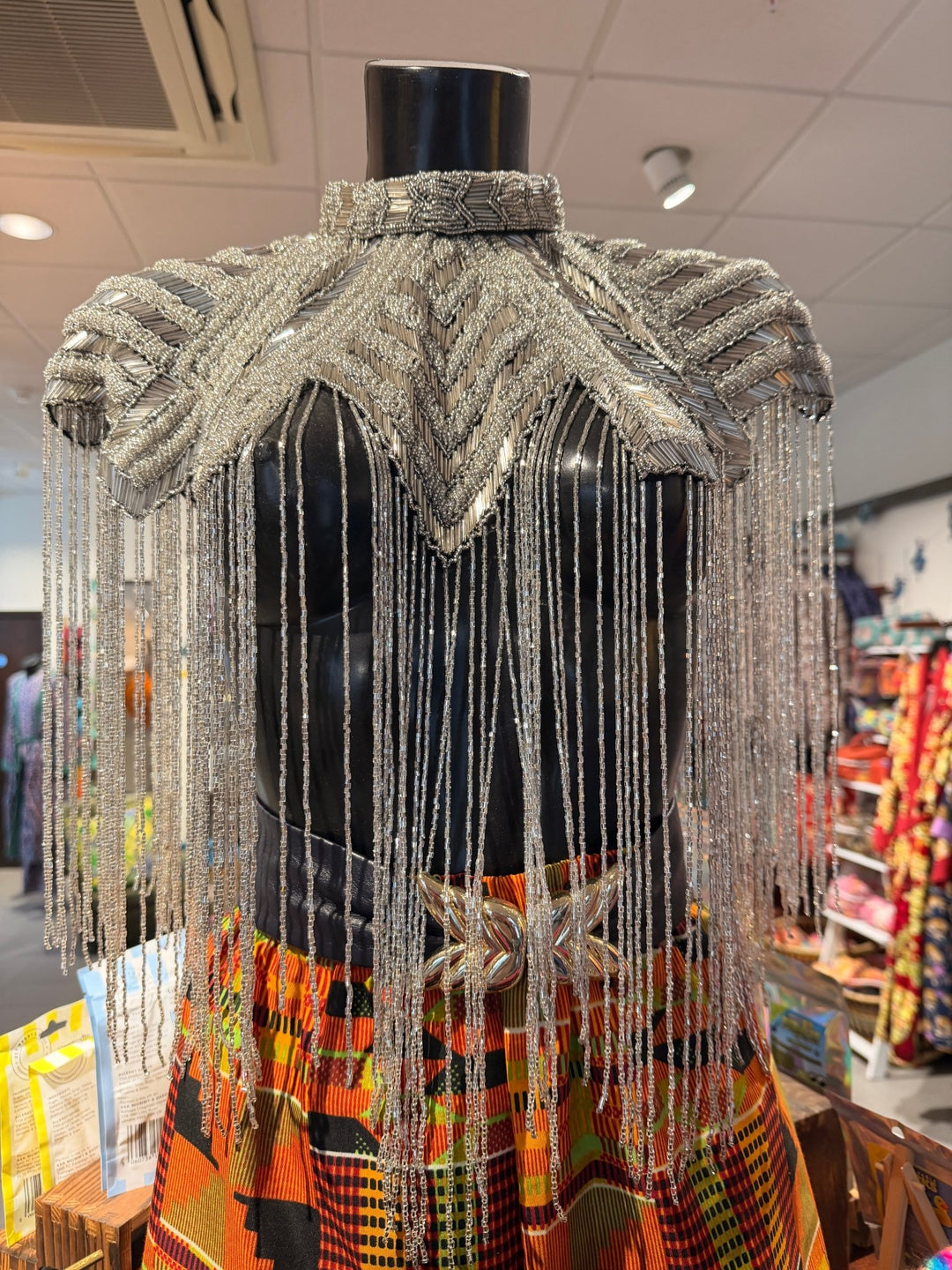 Hand Beaded Cape With Elegant Fringe - Violet Elizabeth -