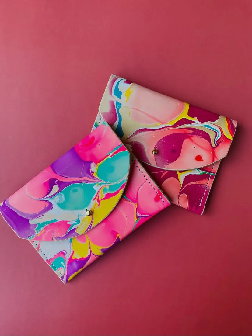 Handmade Leather Purse - Marbled - Violet Elizabeth - Handbags