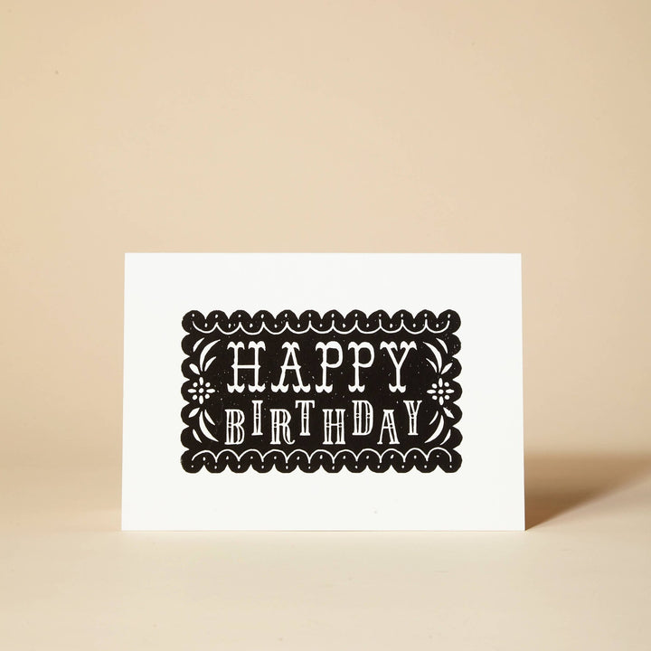 HAPPY BIRTHDAY Linocut Greeting Card - Violet Elizabeth - 