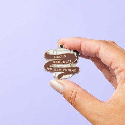 Hello Darkness Coffee Enamel Pin - Violet Elizabeth - Jewellery