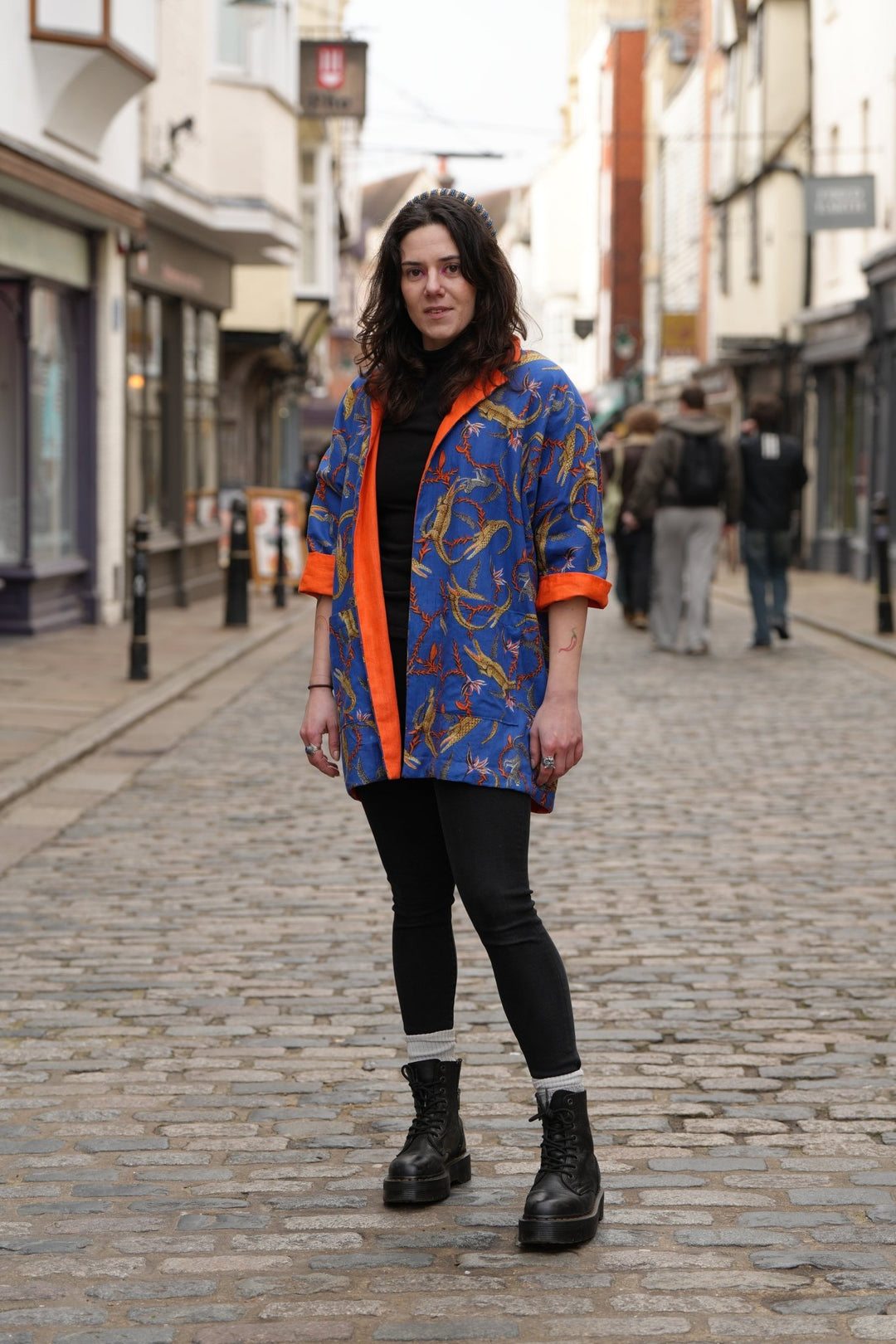 Hephaestus Flame Orange Linen Jacket: Mid Length - Violet Elizabeth - 