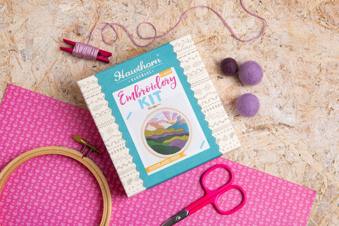 Highland Hike Mini Embroidery Kit | Complete Craft Kit for Beginners - Violet Elizabeth - Haberdashery