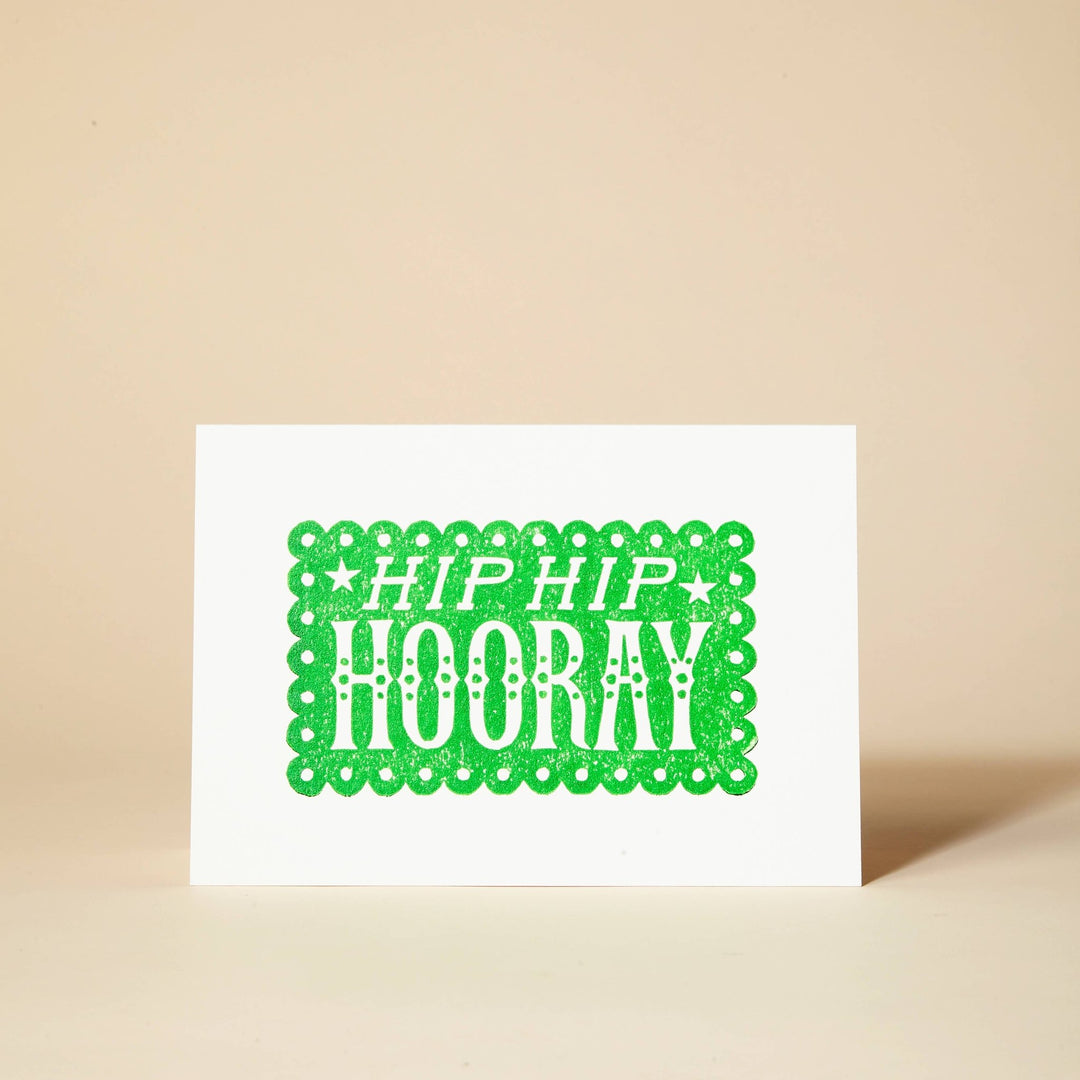 HIP HIP HOORAY Linocut Greeting Card - Violet Elizabeth - 