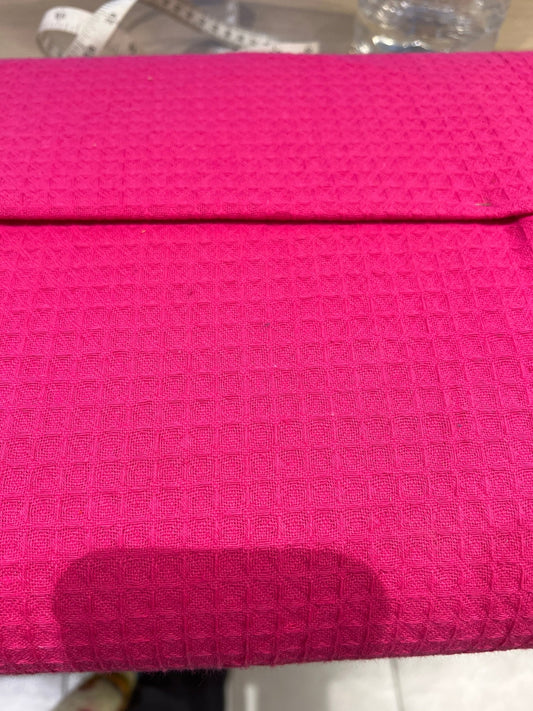 Hot Pink Waffle hand dyed Fabric 100% Cotton - Violet Elizabeth - Haberdashery