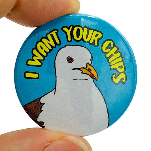I Want Your Chips Button Pin Badge - Violet Elizabeth - 