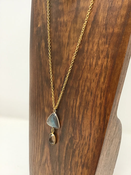 Labradorite and smoky quartz necklace - Violet Elizabeth