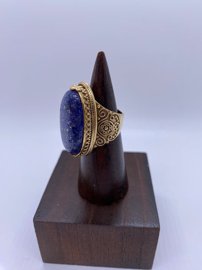 Vintage Engraved Brass Ring: Various gemstones - Violet Elizabeth