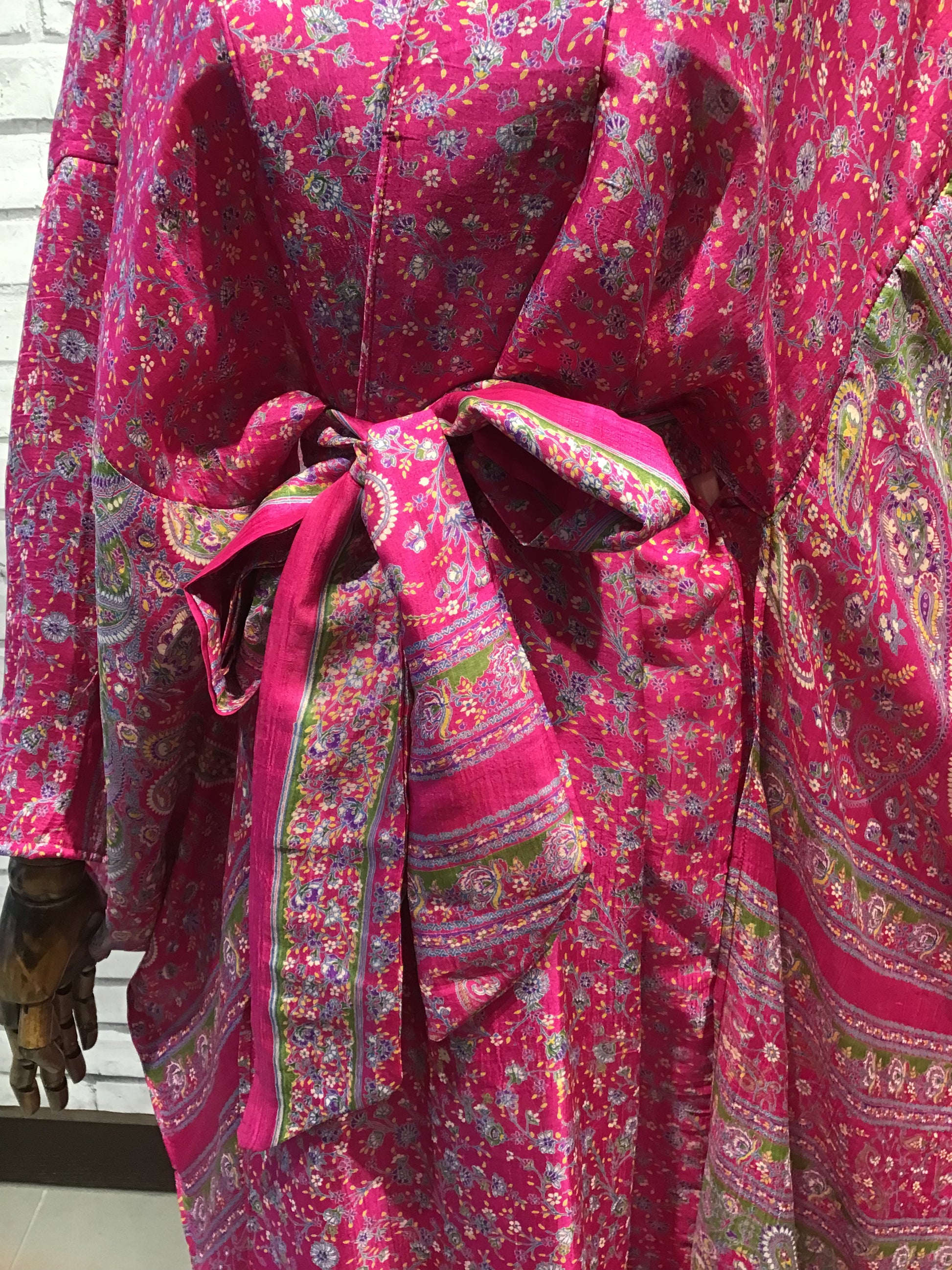 Pink hazy summer morning silk kimono - Violet Elizabeth