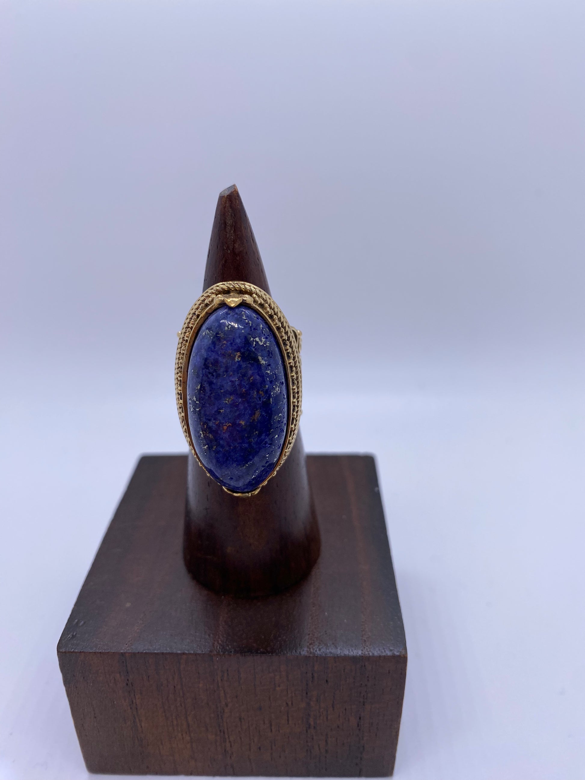 Vintage Engraved Brass Ring: Various gemstones - Violet Elizabeth