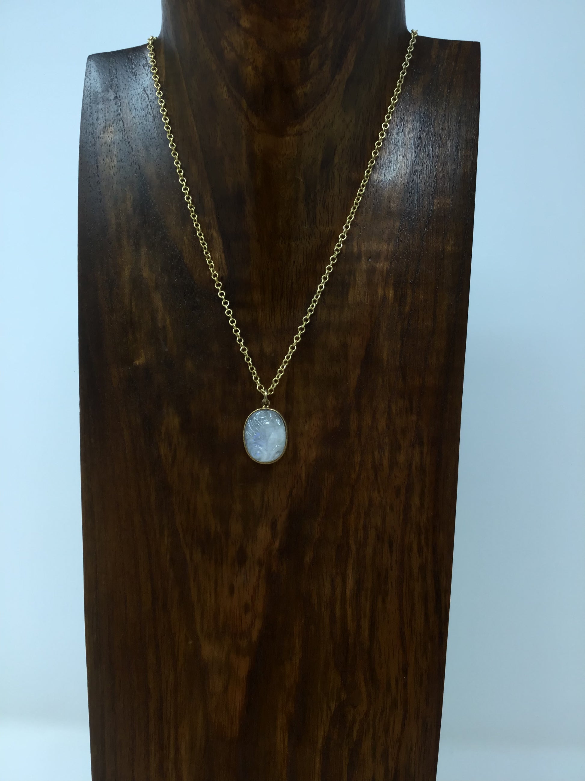 Carved Rose Moonstone necklace - Violet Elizabeth
