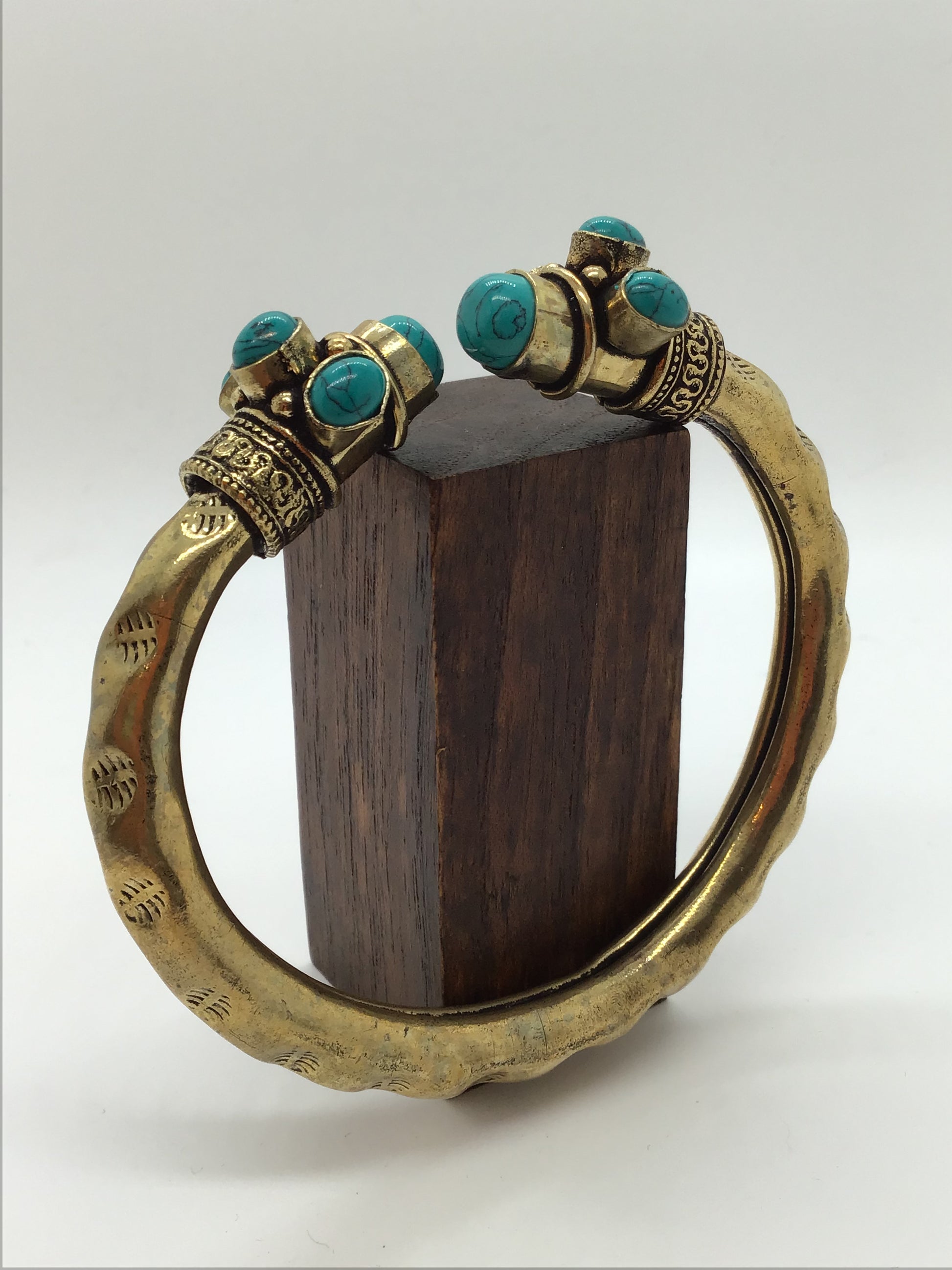 Brass Torque bangle: various gemstones - Violet Elizabeth