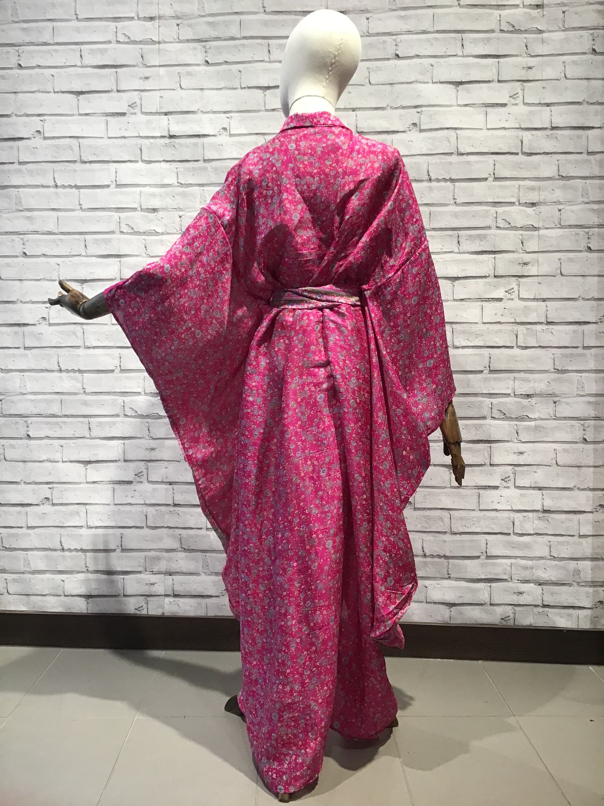 Pink hazy summer morning silk kimono - Violet Elizabeth
