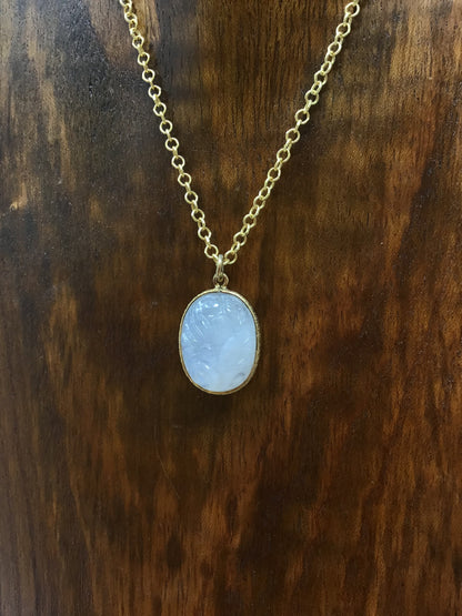 Carved Rose Moonstone necklace - Violet Elizabeth