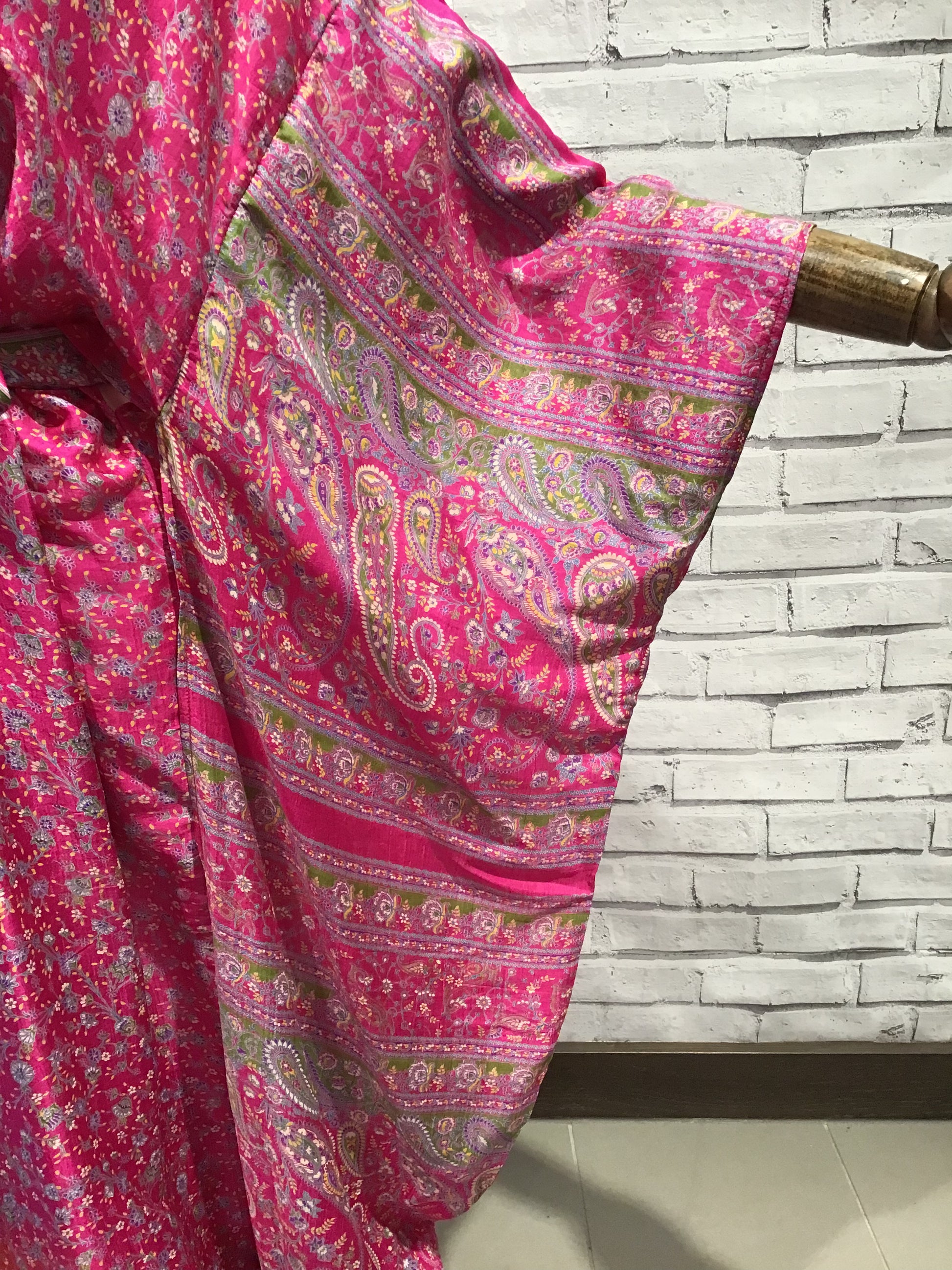 Pink hazy summer morning silk kimono - Violet Elizabeth