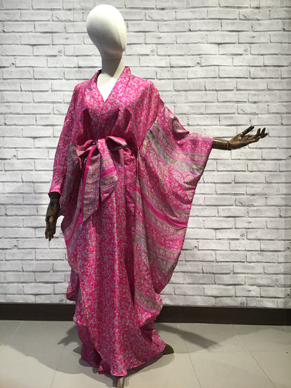 Pink hazy summer morning silk kimono - Violet Elizabeth