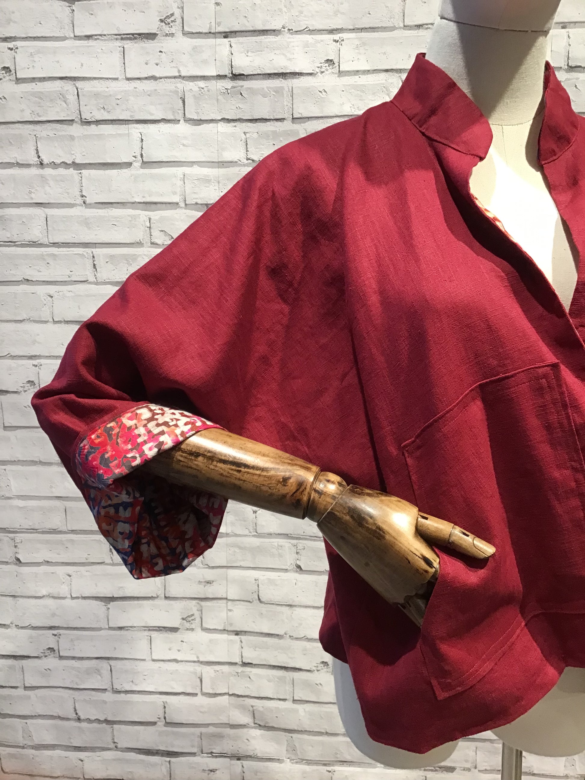 Crimson King of Linen Jacket - Violet Elizabeth