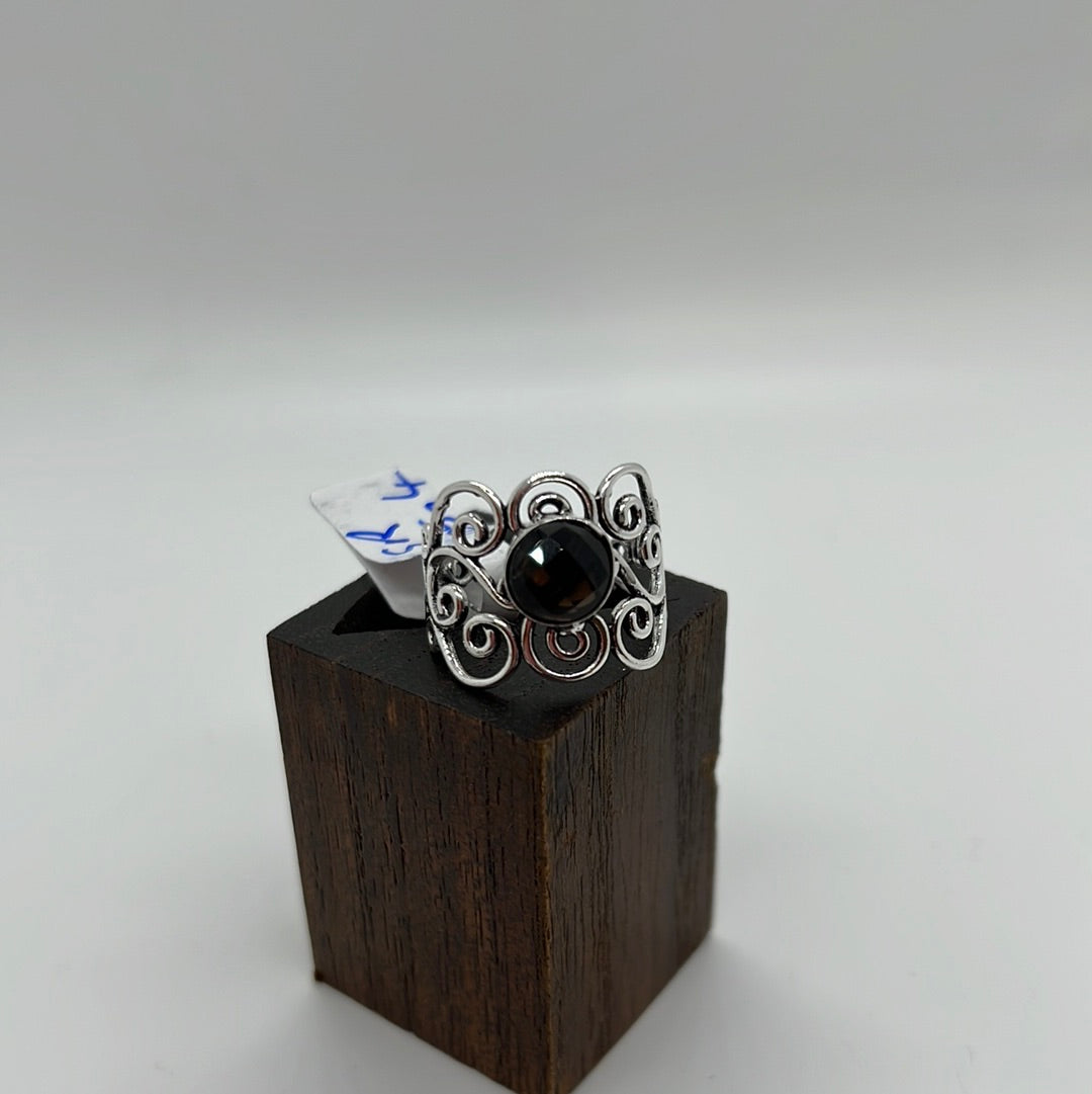 Bohemian Silver Plated Scroll ring: Various Stones - Violet Elizabeth