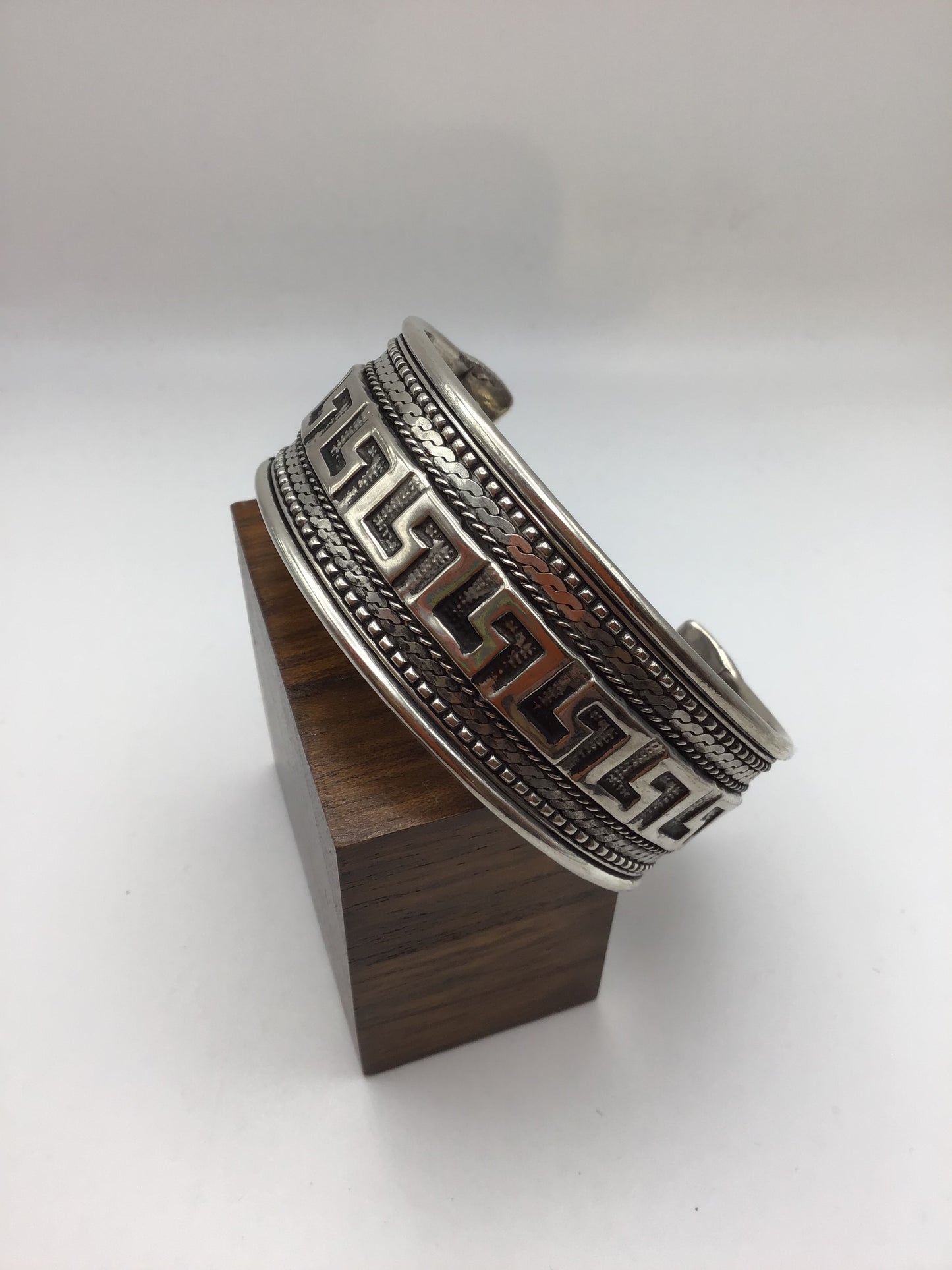Greek Key Bangle: Brass and Silver plated brass - Violet Elizabeth