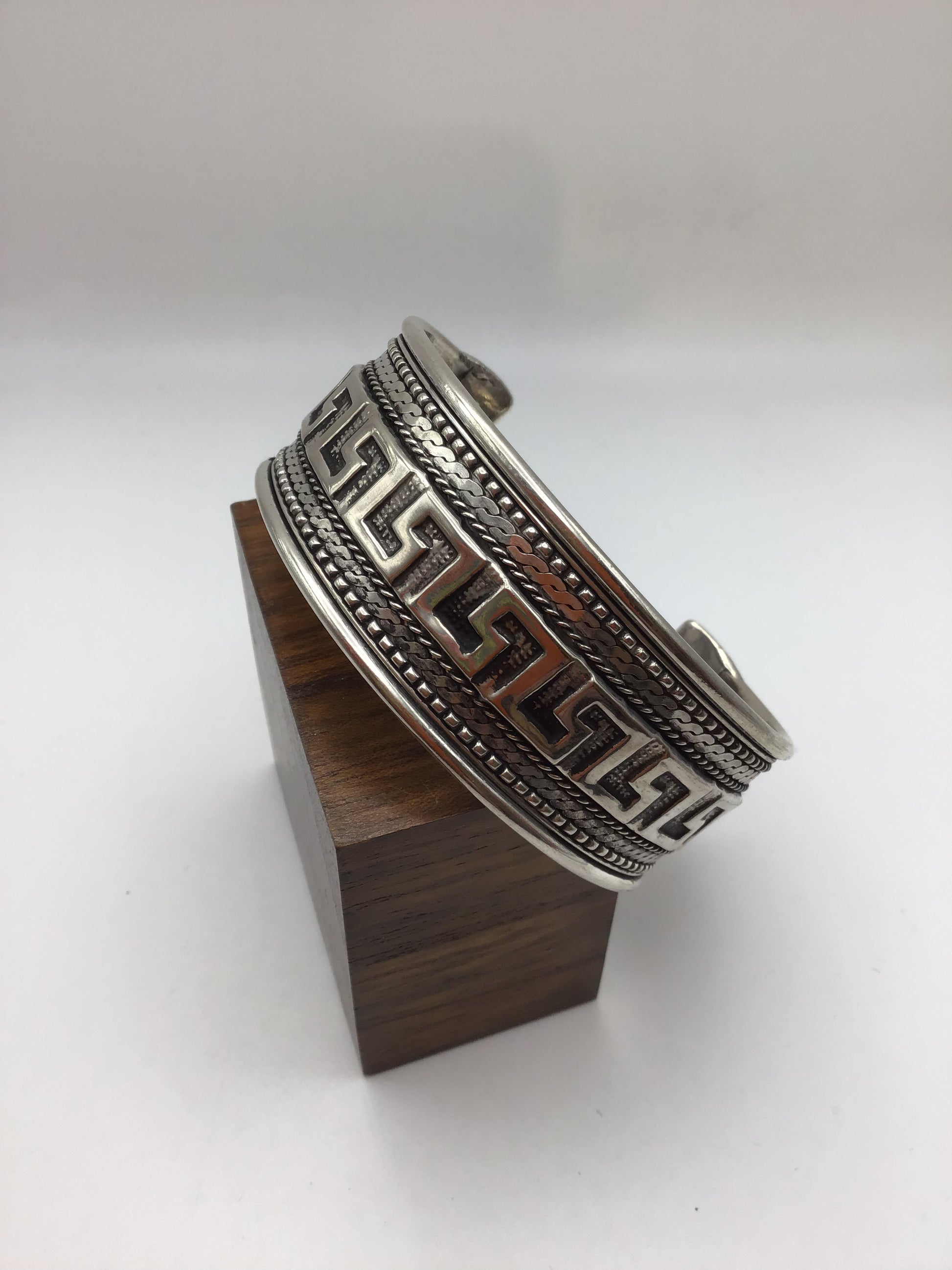 Greek Key Bangle: Brass and Silver plated brass - Violet Elizabeth