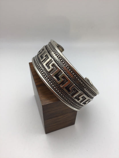 Greek Key Bangle: Brass and Silver plated brass - Violet Elizabeth