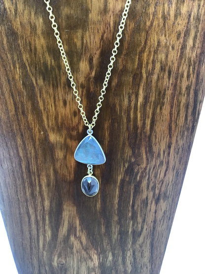 Labradorite and smoky quartz necklace - Violet Elizabeth