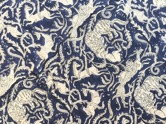 indigo hunt organic cotton Block Printed Fabric - Violet Elizabeth - Haberdashery