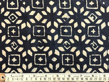 Indigo window Batik Hand Printed Pure Cotton Fabric - Violet Elizabeth - Haberdashery