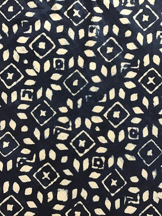 Indigo window Batik Hand Printed Pure Cotton Fabric - Violet Elizabeth - Haberdashery