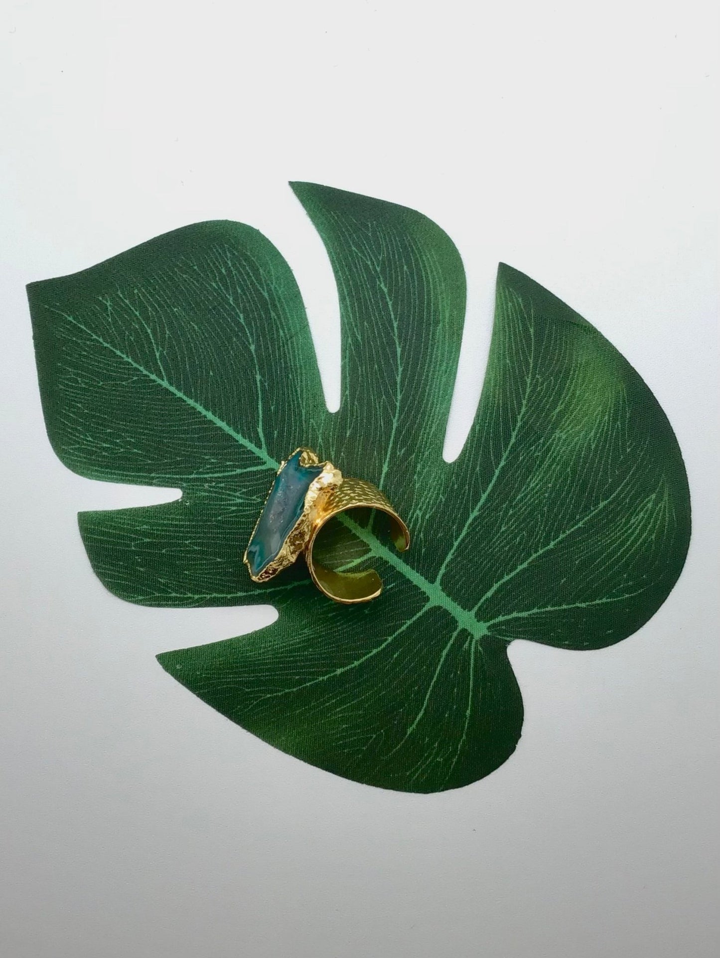 Island Paradise Wonder and sparkle Agate Slice Ring - Violet Elizabeth - Jewellery