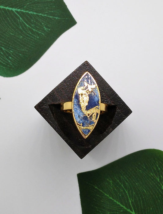 Jasper and Lapis Crackle Ring - Violet Elizabeth - Jewellery