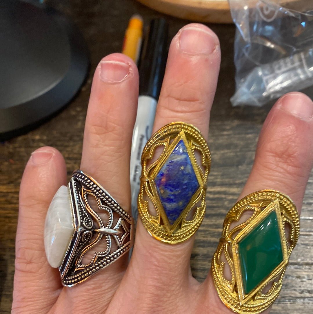 Juliea Silver Plated & Brass Ring: Various Stones - Violet Elizabeth - Jewellery