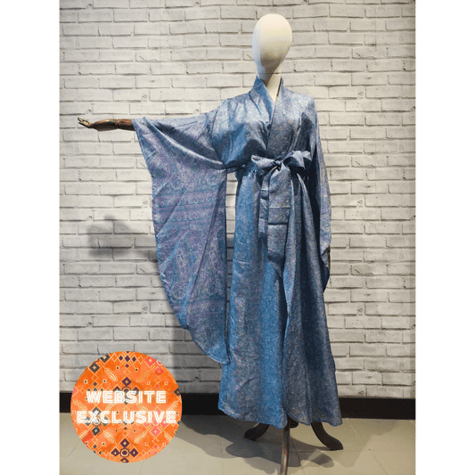 Kalamkari Kiss Silk Kimono - Violet Elizabeth - Clothing