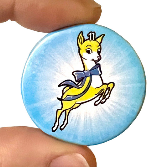 Kitsch Bambi Deer Button Pin Badge  - Violet Elizabeth - 