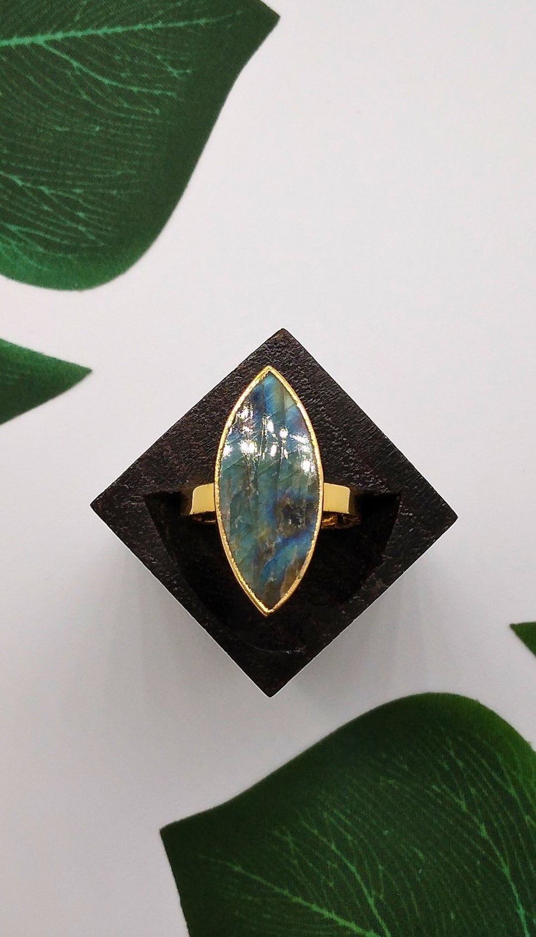 Labradorite Crackle Ring - Violet Elizabeth - Jewellery