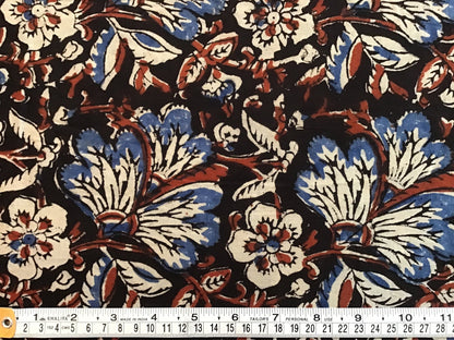 Large overall flower Block Printed Fabric - Violet Elizabeth - Haberdashery