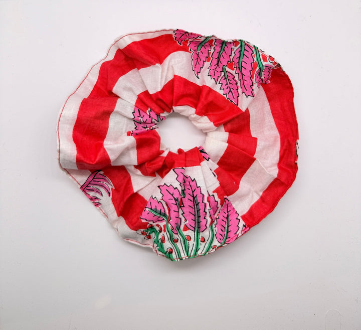 Large Red Stripe Cotton Scrunchie
