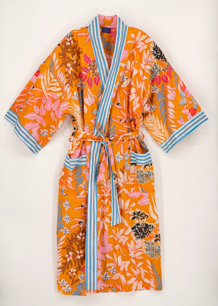 Long Cotton Robe | Block Print Dressing Gown | Violet Elizabeth Long Cotton Robe | Block Print Dressing Gown | Violet Elizabeth