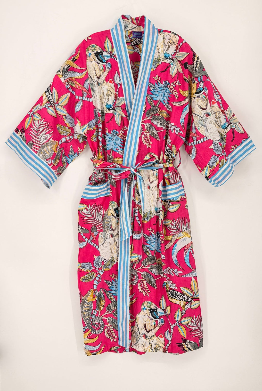 Long Cotton Robe | Block Print Dressing Gown