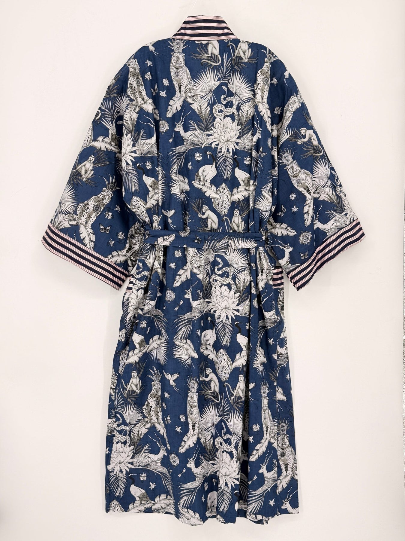 Drawn Block Robe Long Cotton Robe | Block Print Dressing Gown | Violet Elizabeth