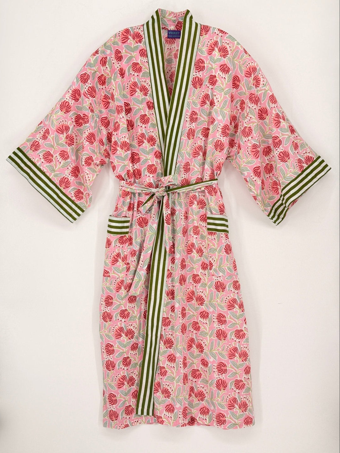 Long Cotton Robe | Block Print Dressing Gown