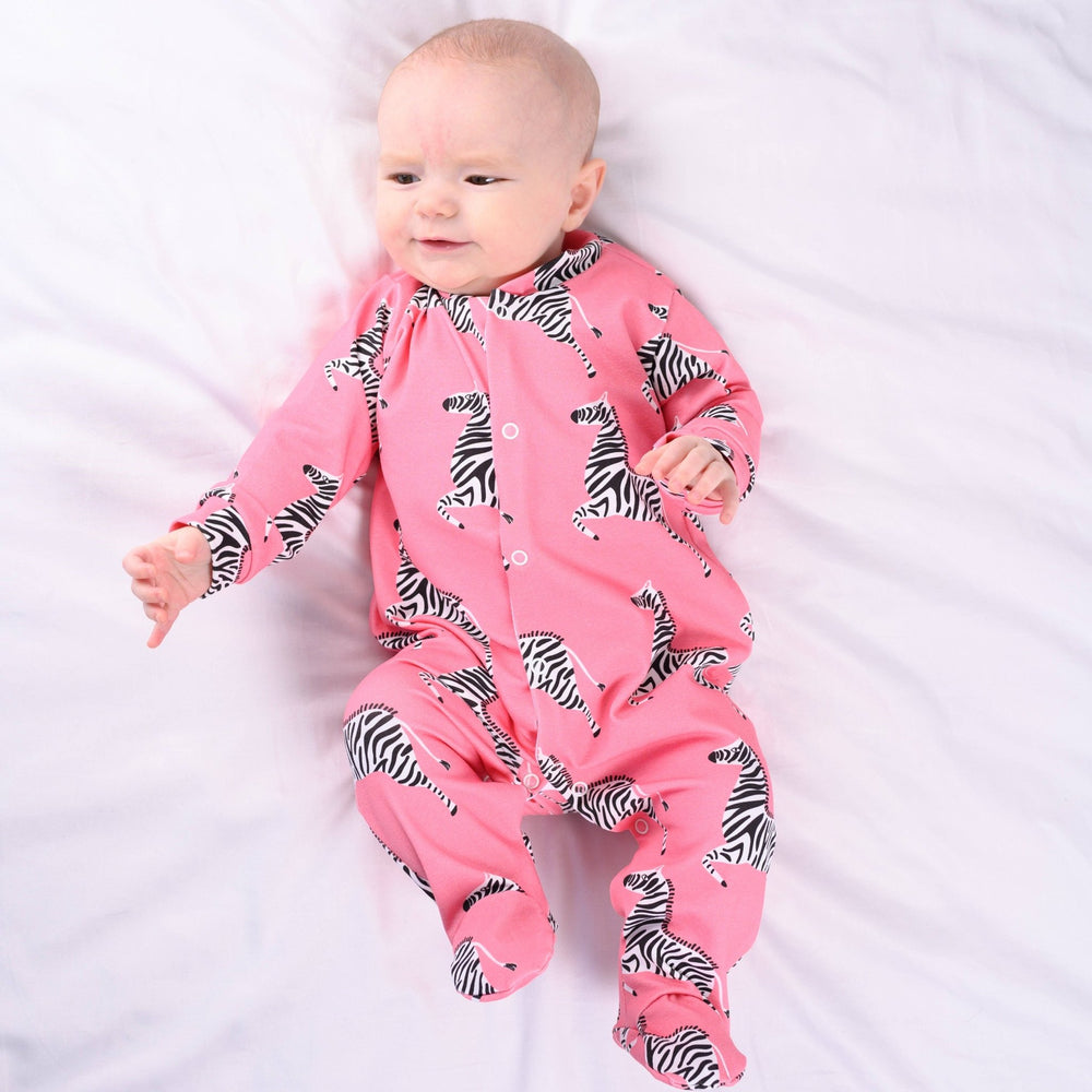 Lux Pink Zebra print cotton sleepsuit - Violet Elizabeth - Baby & Toddler Clothing
