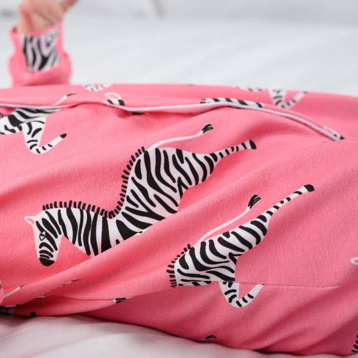 Lux Pink Zebra print cotton sleepsuit - Violet Elizabeth - Baby & Toddler Clothing