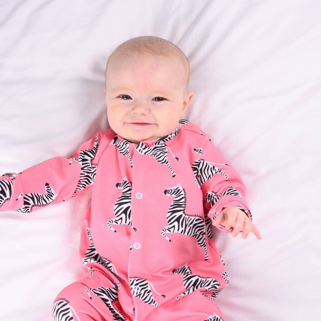 Lux Pink Zebra print cotton sleepsuit - Violet Elizabeth - Baby & Toddler Clothing