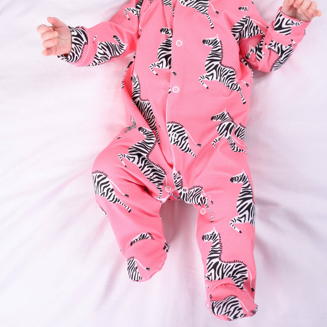 Lux Pink Zebra print cotton sleepsuit - Violet Elizabeth - Baby & Toddler Clothing