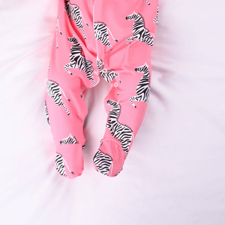 Lux Pink Zebra print cotton sleepsuit - Violet Elizabeth - Baby & Toddler Clothing