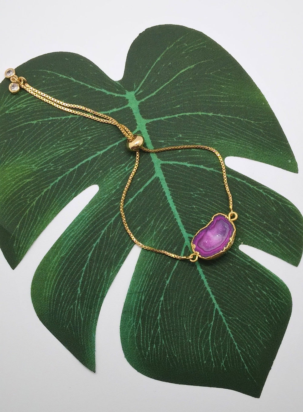 Magenta Half Geode Druzy Bracelet - Violet Elizabeth - Jewellery