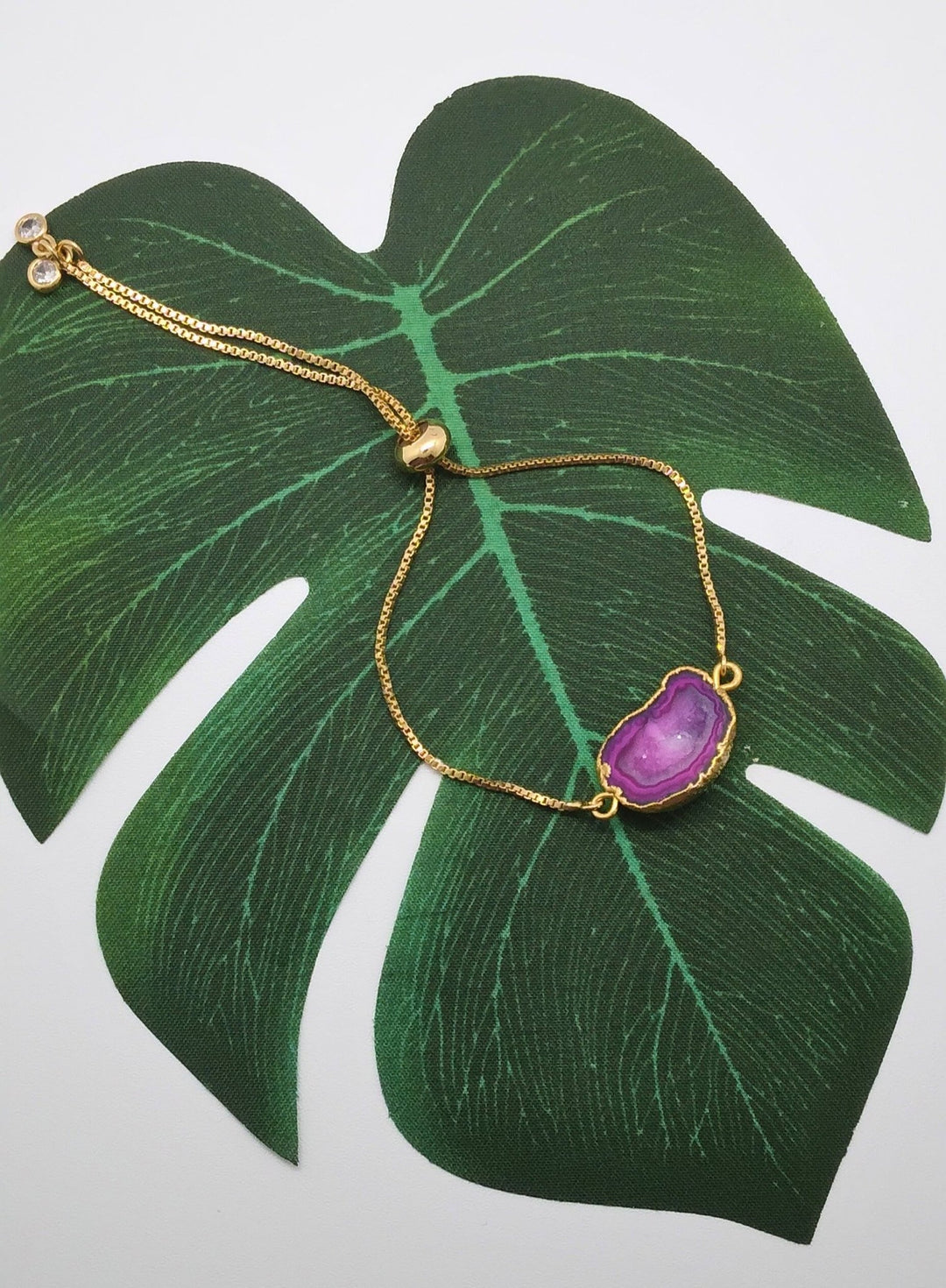 Magenta Half Geode Druzy Bracelet - Violet Elizabeth - Jewellery