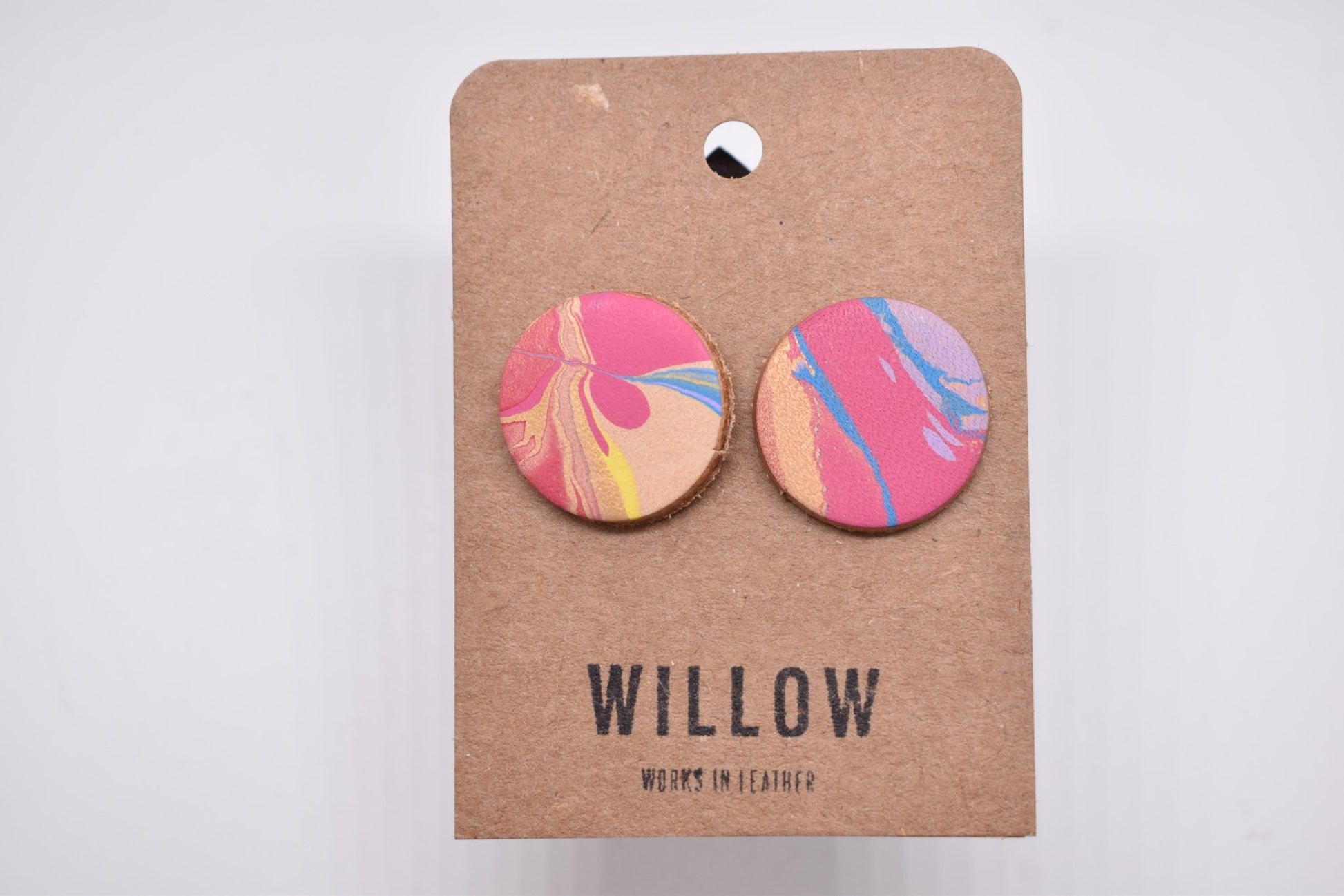 Medium Marbled Leather Earrings - Violet Elizabeth - Jewellery
