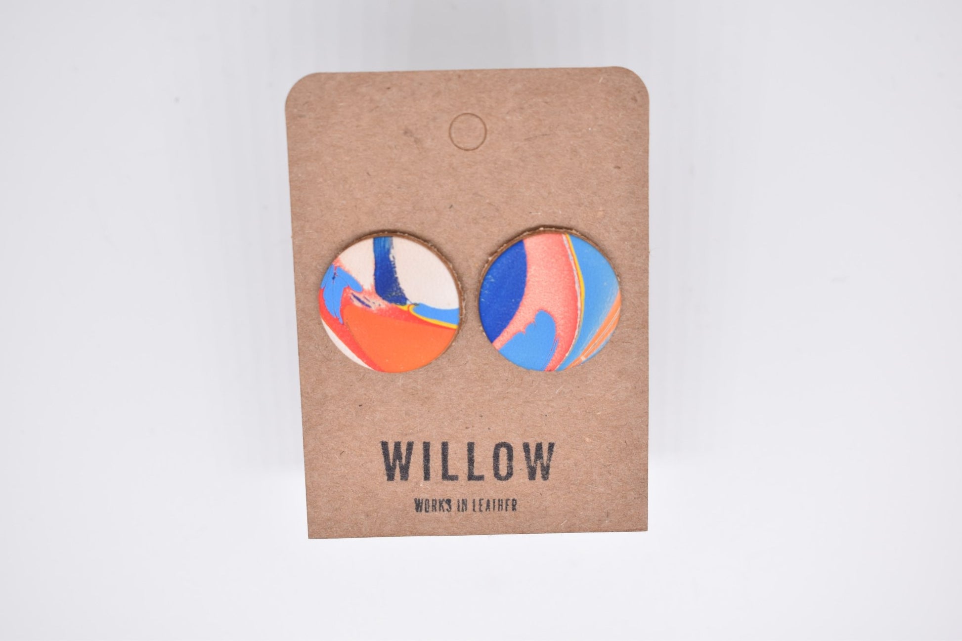 Medium Marbled Leather Earrings - Violet Elizabeth - Jewellery