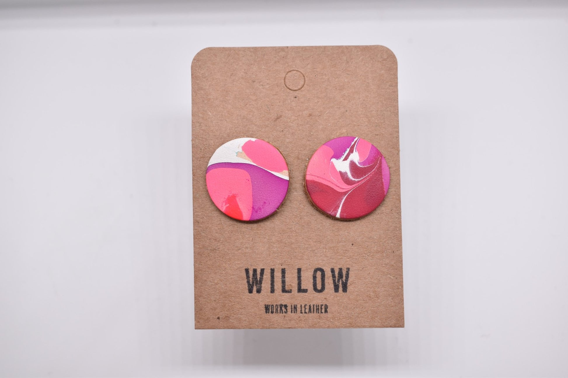 Medium Marbled Leather Earrings - Violet Elizabeth - Jewellery